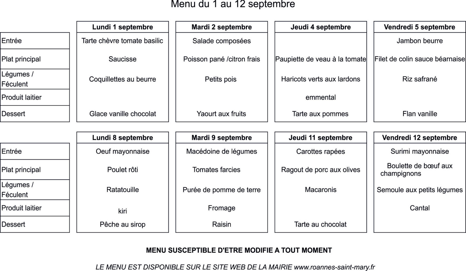 menu